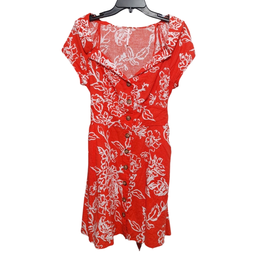 Free People A Thing Called Love Short Sleeve Button Mini Dress Women Size 8 - Picture 3 of 10